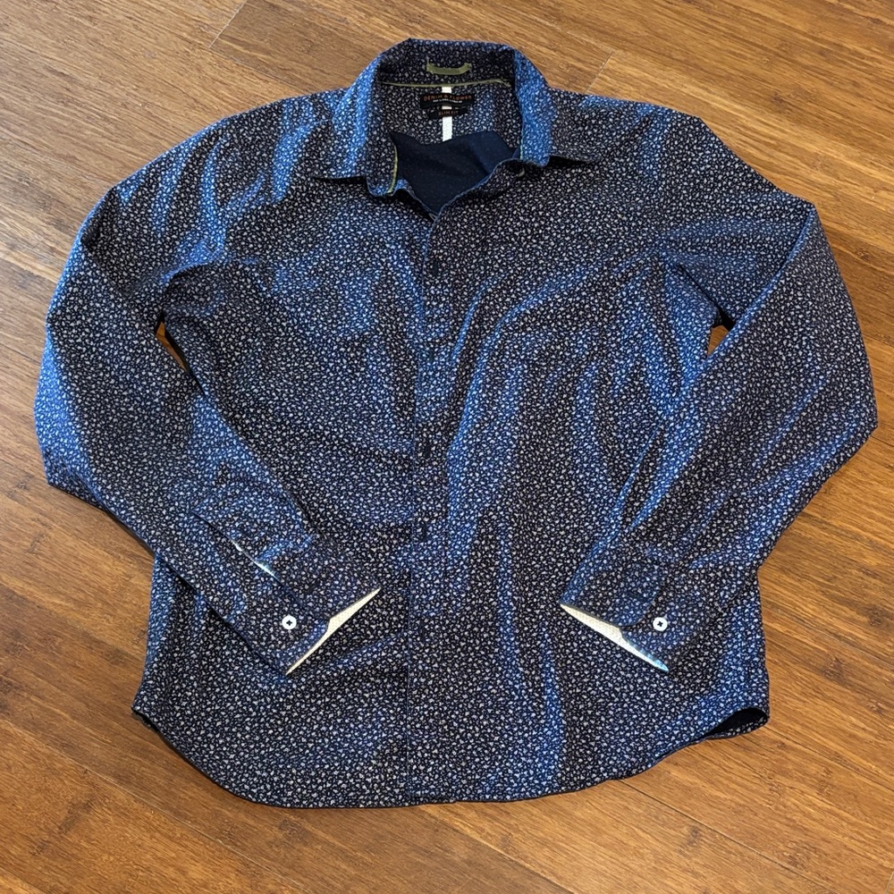 Denim & Flower Dark Navy Micro Floral Dress Shirt
